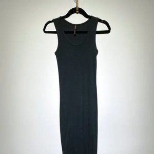 WOMENS BLACK FULL LENGTH RIBBED DRESS - SIZE L